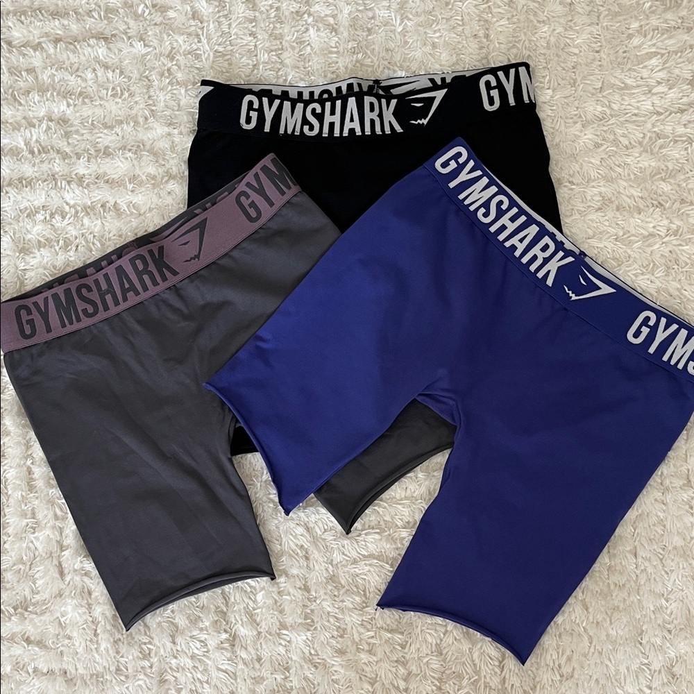 Gymshark Black, Gray, and Purple Cycling Shorts Bundle